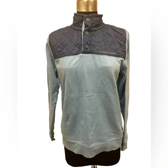Vineyard Vines Two Toned Blue Pullover Sweatshirt Quilted Size Small - Picture 1 of 6
